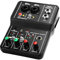 Audio Mixer, Mini 2 Channel Audio DJ Mixer Console Interface with 48V Phantom Power Combo Jack Microphone/Guitar XLR+6.35mm, 3.5mm Stereo in, Headphone Jack for Studio Live Show