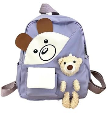 QDLTGBD Schulrucksack Grundschule Rucksack Süßer Cartoon Kinderschule Rucksack Light Bear Print Schoolbag-lila