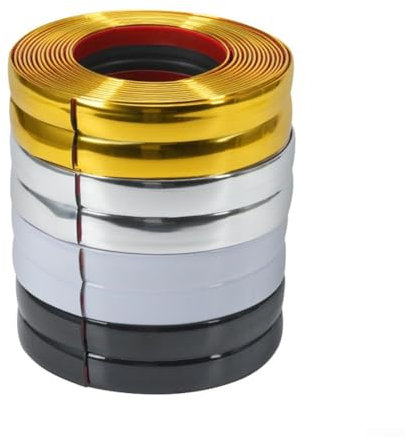 Bande décorative d'angle murale 3 mètres de plinthe en PVC pour bordure de protection (3 m x 2 cm, doré)