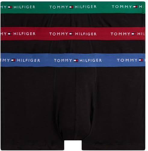 Tommy Hilfiger Men’s 3 Pack Trunks with Logo Waistband, Multicolor (Reg Red/Blu Awrd/Nouv Green), XXL