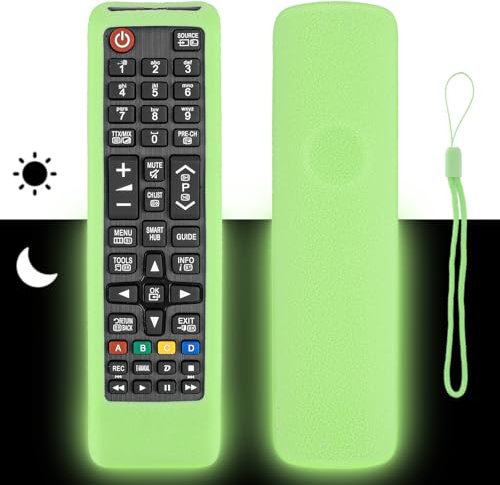 Funda para Mando a Distancia de Silicona Compatible con Samsung BN59-01175N AA59-00786A BN59-01315B TV Mando a Distancia Cubierta Protectora a Prueba de Choques con Cordón (Verde Fluorescente)
