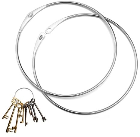 Roinaid 2 Stück Schlüsselringe Groß Multifunktional Schlüsselbund Ring Groß für Schlüssel, Kleidung & Gürtel, Warenring Zum Aufhängen von Schals, Silber