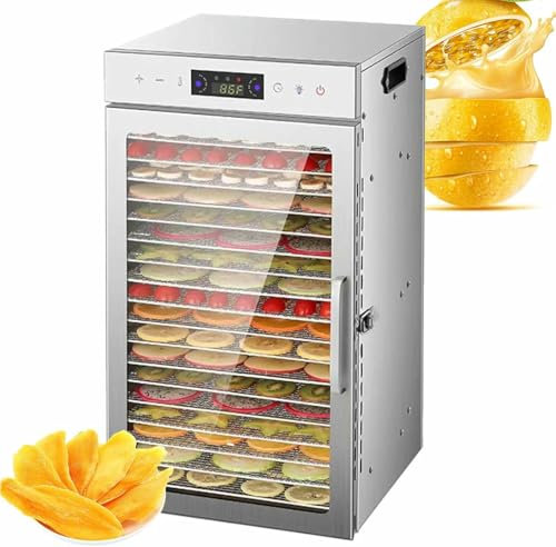 VYUJHNBG Food Dehydrator, Dehydrator for Food and Jerky, 24H Timer Temperature Settings, Commercial Food Dehydrator, 18-Trays