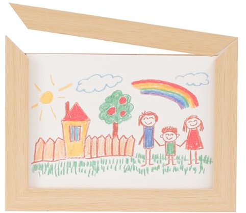 Kids Art Display Frame - Changeable Art Exhibition for Children's Artwork | Children's Picture Frame | Large Capacity Craft Storage Organiser Open Front Box Holds 50 Sheets for School Painting 3D