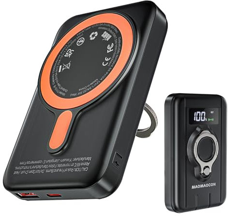 Magnetic Power Bank 12000mAh 22.5W Rapid Charging Wireless PowerBank Portable Charger with LCD Screen Small USB-C Battery Pack with Magnetic Charging for Smartphones Smartwatch