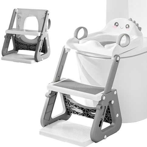Toilettensitz Kinder mit Treppe, 2-in-1 Toilettenaufsatz WC Sitz Klositz für Kinder mit Dreiecksstruktur Töpfchen Toilettentrainer Tritthocker für Kleinkinder Jungen und Mädchen ab 2 Jahre