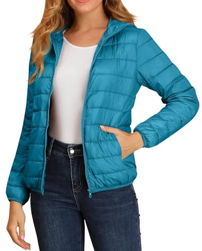 Steppjacke Damen Leicht Große Größen mit Kapuze Winter Steppmantel Kurz Übergang Stepp Jacken Damen mit Zip Taschen Leicht Daunenjacke Outdoor Dünn Übergröße Puffer Jacke Winter Crop Winterjacke