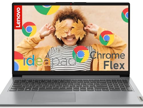 Lenovo IdeaPad 15.6 Inch HD Chromebook Laptop | Intel Duel-Core CPU | 8GB RAM, 128GB Emmc | WiFi 6 | Intel UHD Graphics | ChromeOS Flex, Designed Purely for School & Work, Game App Not Allowed