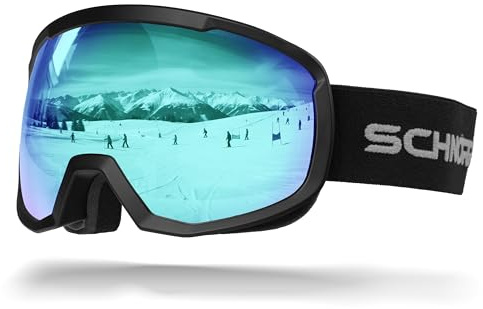 SCHNORR Kinder Skibrille Kidsi Go | Full REVO verspiegelt, Anti-Fog, UV400 Skibrille Kinder,Ski Snowboard Brille Brillenträger für Junior Jungen Mädchen Anti-UV Anti-Fog