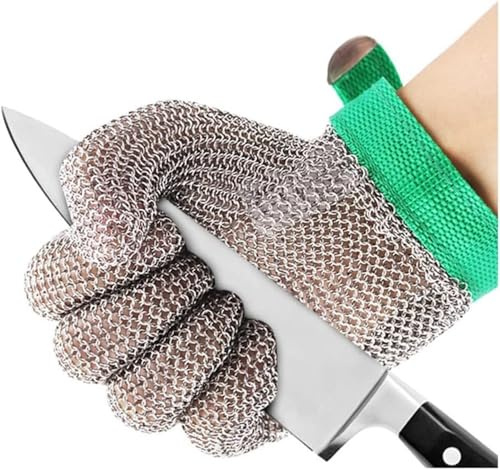 Gant Anti Coupure Cuisine,Gant Cote De Maille,Gant Pour Ouvrir Les Huitres,Gants De Travail De Sécurité De Protection De Niveau 5,Protège Les Deux Mains, Pour Les Mains Gauche Et Droite 2pcs,XL
