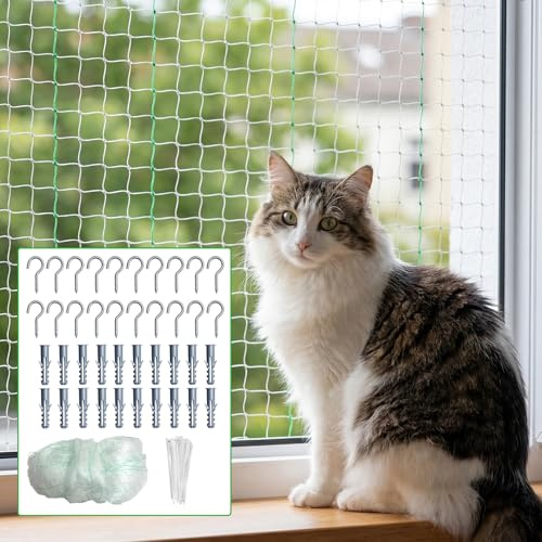 Golgner Katzennetz für Balkon 10 * 3M, Katzennetz, Balkonnetz für Katzen, Nylon Katzenschutznetz mit Haken Zubehör Transparent, Biss, Reißfestes, für Fenster, Terrasse, Balkon