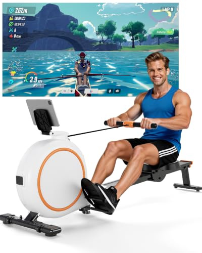 Lacuffy Rudergerät für Zuhause Magnetisch Rudergerät Leise mit 32 Widerstandsstufen, bis 136 kg Belastbar, Fitnessgeräte Rudermaschine mit App & LCD-Display, Ideal für Indoor-Fitness
