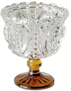 wD7rE5bm6z Bicchieri di vetro Calice da dessert vintage in rilievo, 250 ml Vetreria da cucina(Bruin)
