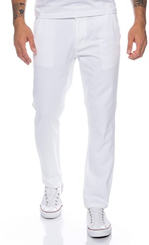 Rock Creek Herren Designer Chino Hose Regular Slim Chinohose RC-390 Weiß W34 L32
