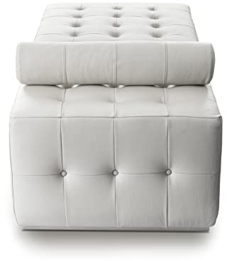 NEUERRAUM Bauhaus Leder Récamière Daybed Chaiselongue Cube Designed. Abbildung echtes Leder Weiß.