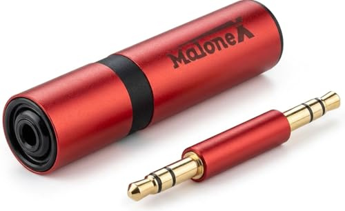 Malonex® Ultimate Bluetooth AUX Receiver – 3,5 mm Stereo Adapter mit HD Musik Streaming und Handsfree Call für Autoradio, Lautsprecher und Kopfhörer 【Crimson Rot】
