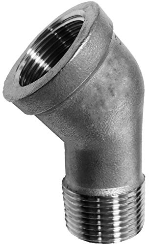 Winkel 45 Grad mit Innen auf Außengewinde - 1 Zoll IG auf AG - Gewinde-Fitting aus Edelstahl(V4A)