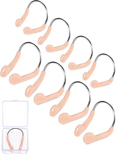 Swimming Nose Clip 12 Packs Beige Swim Nose Plugs Competition Protector with Waterproof Silica Gel 6 Adult Models 6 Children Models(12 Pieces)