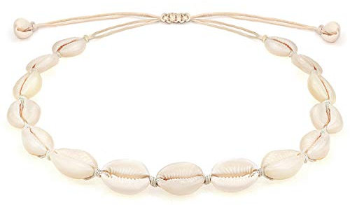 Suyi Collier De Coquillages Naturels Collier Fait Main à La Plage D'Hawaï Collier Ajustable Avec Coquillage Pour Femme AWhite