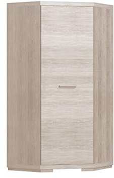 Mirjan24 Eckkleiderschrank Tobago TG38, Garderobenschrank, Eckschrank mit Kleiderstange und Einlegeböden, Schrank für Diele & Flur, Drehtürenschrank, Kleiderschrank (Santana)