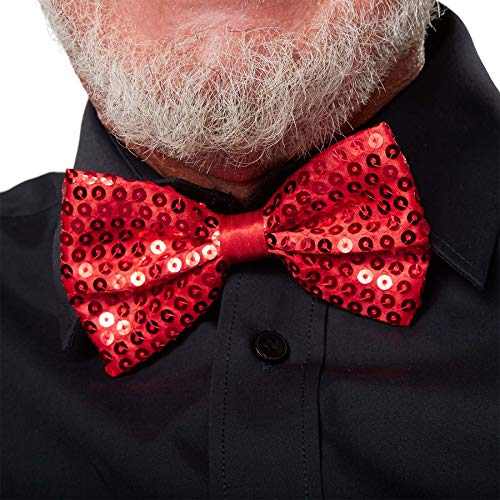 dressforfun 901019 Pailletten Fliege für Damen und Herren, Glitzer Schleife in Einheitsgröße, Bow Tie für Party Kostüm Fasching Karneval Zubehör Accessoire - diverse Farben - (rot| Nr. 303671)