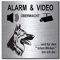 Schäferhund-Alarm-Video-Überwachung-Hund-10 x 10 cm-Schild-Hundeschild-Alu. Edelstahloptik-Hunde-Tierschild-Warnschild-Hinweisschild 1910-97