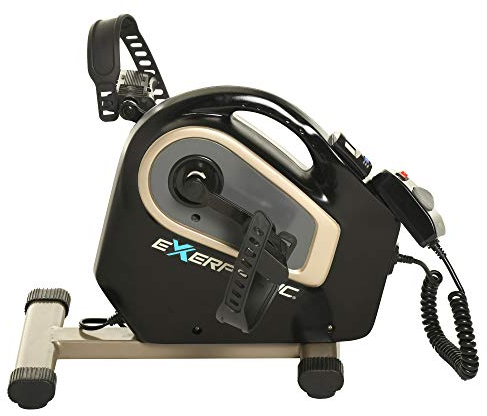 Exerpeutic Motorisierter Heimtrainer unter dem Schreibtisch, 2000 m, elektrischer Pedaltrainer für Beine und Arme, Fitnessgeräte für Zuhause, Fernarbeit, Bürozubehör, Schwarz