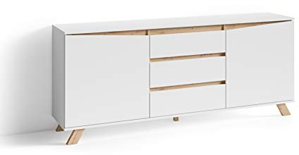 byLIVING Sideboard Valentin mit robuster Melamin Oberfläche in der modernen Kombination Artisan Eiche mit weiß, 2 Türen und 3, Holzwerkstoff, B 180, H 80, T 38 cm