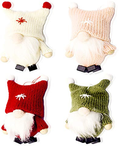 4Pcs Christmas Gnome Gonk Christmas Tree Decorations Toppers,Gnome Christmas Ornaments Santa Gnomes Plush Christmas Tree Hanging Gnomes Small Santa Gnome Ornament for Xmas Party Decoration Supplies