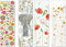Set aus vier hochwertigen Lesezeichen, geprägtes Reliefpapier (original von Turnowsky, est. 1940) : Elefant, glitzernde Blüten, Meise, Herzen