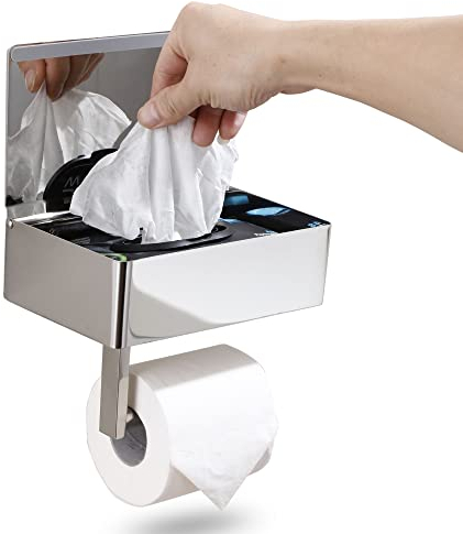 Day Moon™ Toilettenpapierhalter Chrom, Feuchtes Toilettenpapier Box - Toilettenpapierhalter Mit Feuchttücherbox, Toilettenpapierhalter Mit Ablage - Toilettenpapierhalter Edelstahl