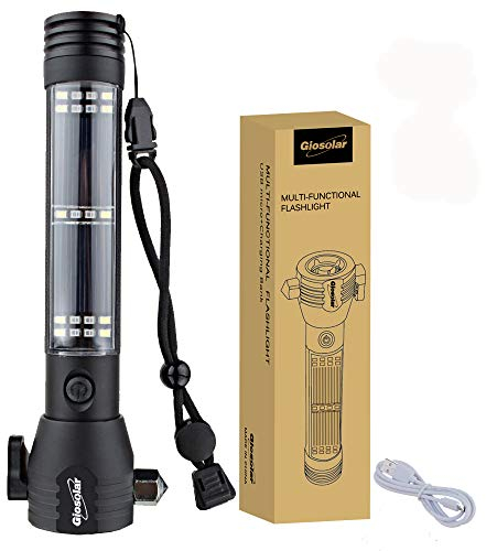 lampe de poche led ultra puissante USB rechargeable à énergie solaire lampe torche extérieur étanche multifonction flashlight pour le Camping avec câble de charge USB