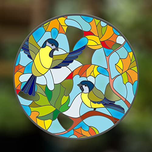 Kleine Vögel Buntglas-Fensteraufkleber – schöne dekorative Buntglas-Sonnenfänger-Fensteraufkleber für Glas