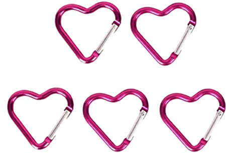C-LARSS 5 stücke Kleiner Herz-Karabiner außerhalb Bergsteigen-Hänge Rosa