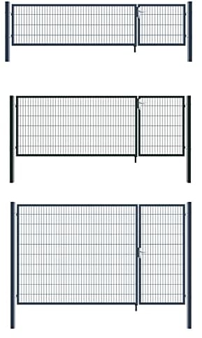 Aileenstore Gartentor Zauntor Einfahrtstor Stabmattenzaun Doppelflügel Anthrazit Grau 3,5 m Breite, Größe:800 x 3500 mm