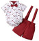 Geagodelia Set di Vestiti per Bambino Estivo Camicia con Manica Corta Stampata con la Barba + Pantaloncini con Bretelle 2 Pezzi Completo Neonato Elegante (Rosso, 3-6 Mesi)