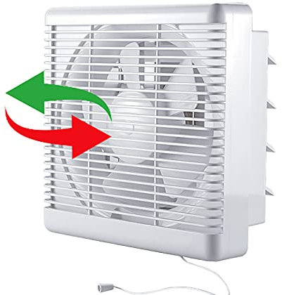 Extractor Shutter Fan 2 Direction Reversible Exhaust Fan Bathroom,Extraction Fan Wall Mounted Vent Fans Strong Air-flow with Chain Switch,Energy-saving Strong Ventilation Fan (12 inch / 220V)