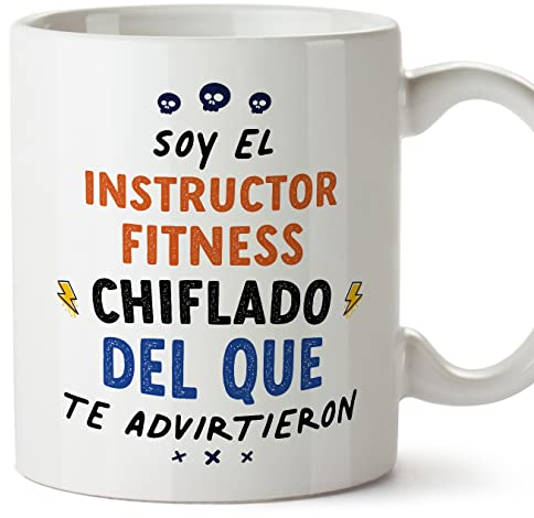 MUGFFINS Tazas para INSTRUCTOR FITNESS hombre - En Español - Todos te advirtieron - 11 oz / 330 ml - Regalo original y divertido