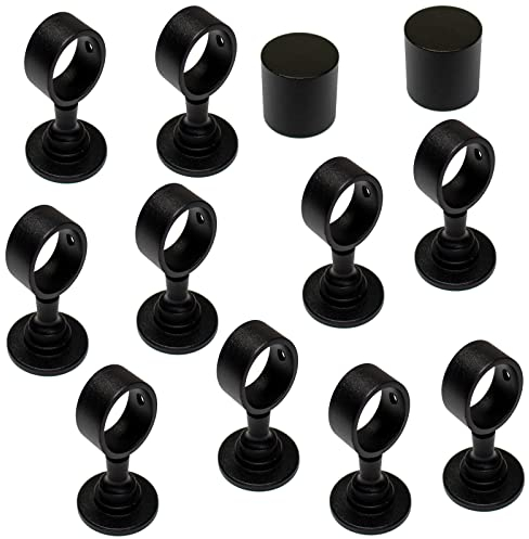 2 Endkappen und 10 Seilträger schwarz matt für 40mm Handlaufseil