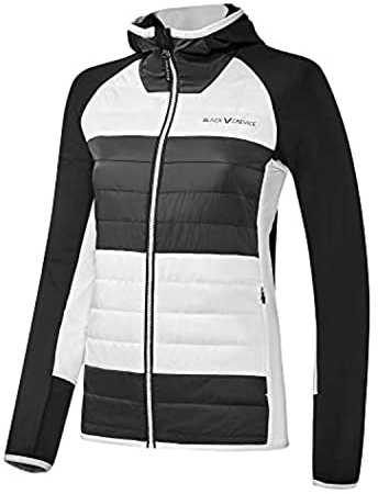 Black Crevice Damen wattierte Hybrid Jacke, schwarz/weiß, 42