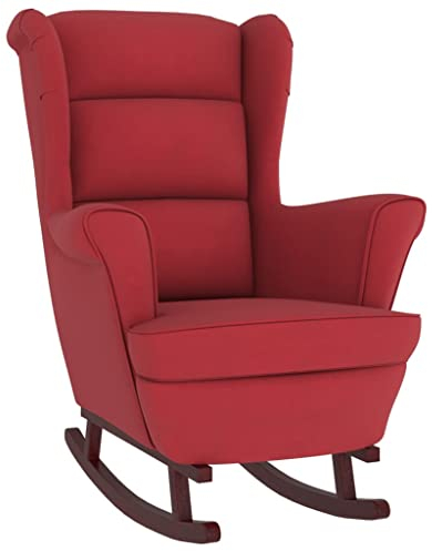 Makastle Schaukelstuhl Samt Schaukelsessel Moderner Schwingstuhl Sessel Stuhl Wohnzimmersessel Relaxsessel Schwingsessel Polster Relaxstuhl 78 x 93 x 97 cm Weinrot