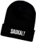 Schnoschi Schwarze Mütze/Strickmütze mit Saukalt Spruch Bestickt für Damen, Herren, Jugendliche und Kinder, Beanie Wollmütze Hip Hop Wintermütze Rollmütze Streetwear Unisex OneSize