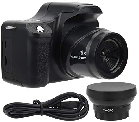 Fotocamera Digitale, Portatile 24MP 18X Zoom 3in LCD Schermo HD Fotocamera SLR Fotocamera SLR Flash/Microfono Incorporato per Riunioni di Famiglia Viaggi All'Aperto (Edizione standard + obiettivo