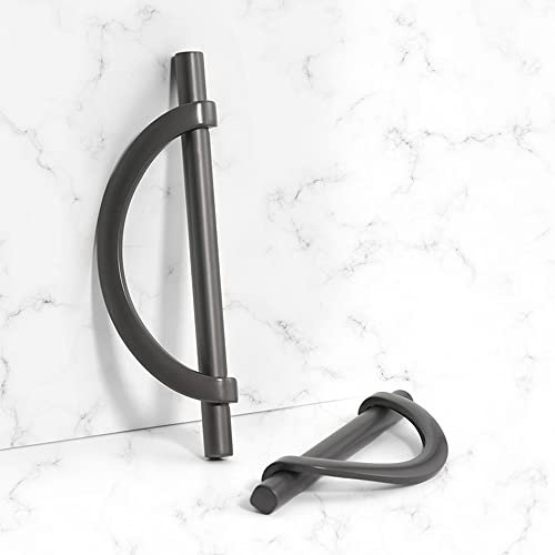 DAPANIY Cabinet Handles Drawer Pulls Dark Grey, Half Moon Shape Cabinet Pulls Drawer Dresser, Stainless Steel Kitchen Cupboard Door, 4Pack ‎Hole Centers: 3-3/4in