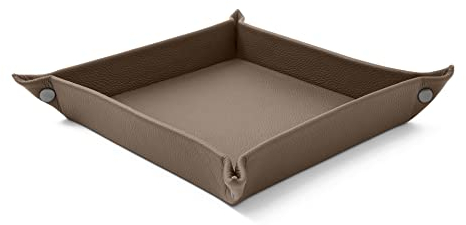 eglooh - Iris - Taschenleerer aus echtem Leder Taupe Grau - Schreibtisch-Organizer mit modernem Design - Ablagefach für Schlüssel, Münzen, Schmuck - cm 18 x 18 - Made in Italy