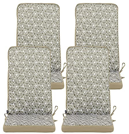 Bean Bag Bazaar Outdoor High Back Seat Pad with Filling, Set of 4, Green