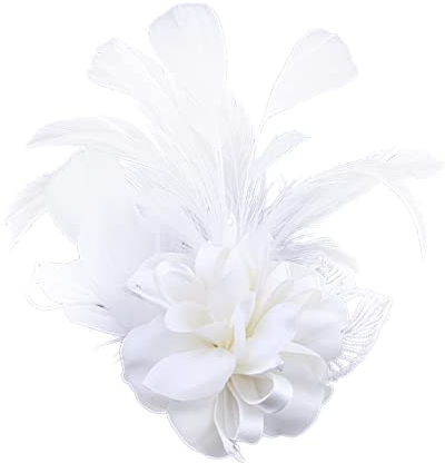 Feder Brosche,Damen Fascinator Hut Feder Haarclip Elegante Ansteckblume Brosche Blume mit Perlen Brosche Feder Kopfschmuck Anstecknadel Abzeichen für Fasching Haarklammer Hochzeit Bankett Party