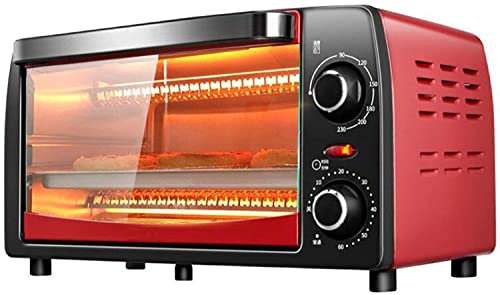 Horno eléctrico Inteligente de 12 l para el hogar, Horno de microondas Multifuncional de Gran Capacidad para Pollo con Utensilios para Hornear Mini Horno para Hornear Pizza Rojo (Rojo) (Rojo