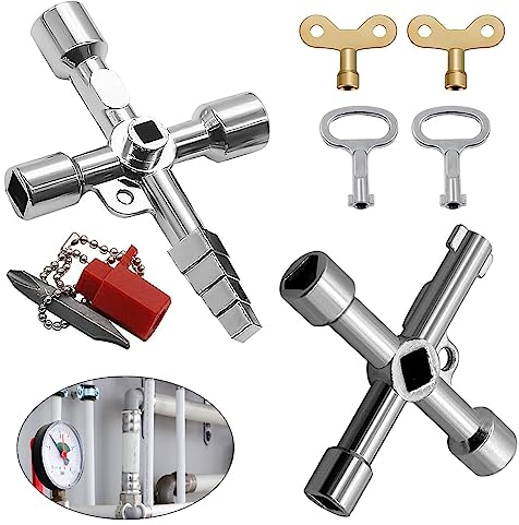 WnlahuWA 6 Piezas Llave Triangular, Universal Agujero Cuadrado, Llave ascensor, Llave Cruzada Universal, Llave Armario Eléctrico, Para Medidores Eléctricos, Medidores Agua, Radiadores