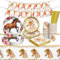 HLEIUKT Cheval Vaisselle Anniversaire, Party Supplies Set, Assiette Papier Tasse Serviette Nappe Paille pour Décoration Fête (16 Invités)